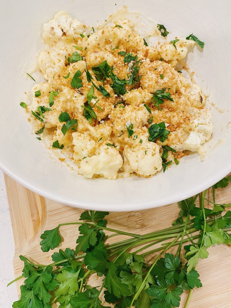 finished cheesy cauliflower bites glamour shot