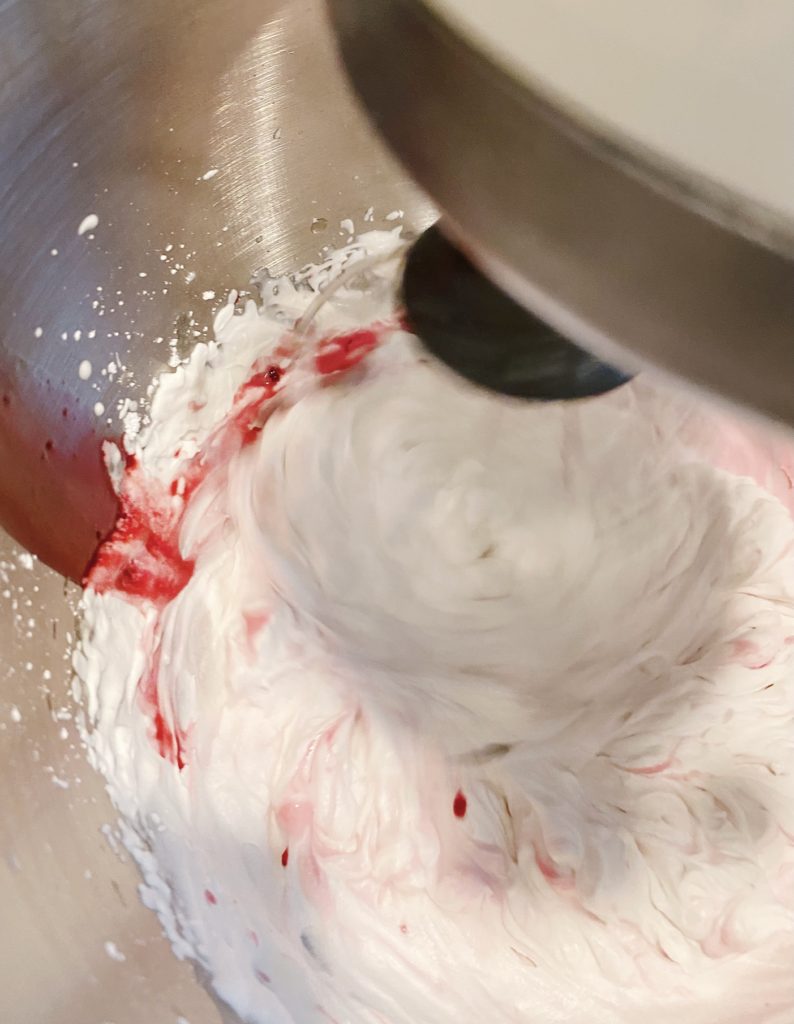 cherry whipped cream being whipped