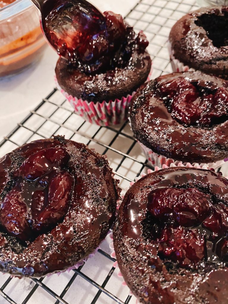 filled cherry black forest cupcakes