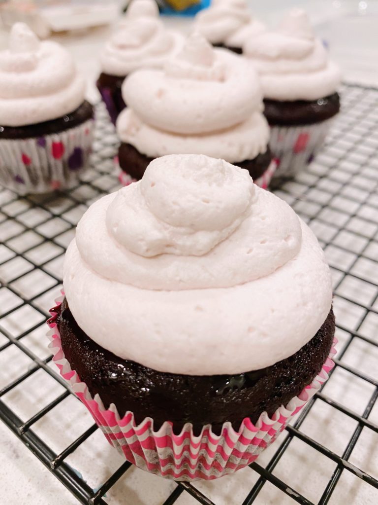 frosted black forest cupcake