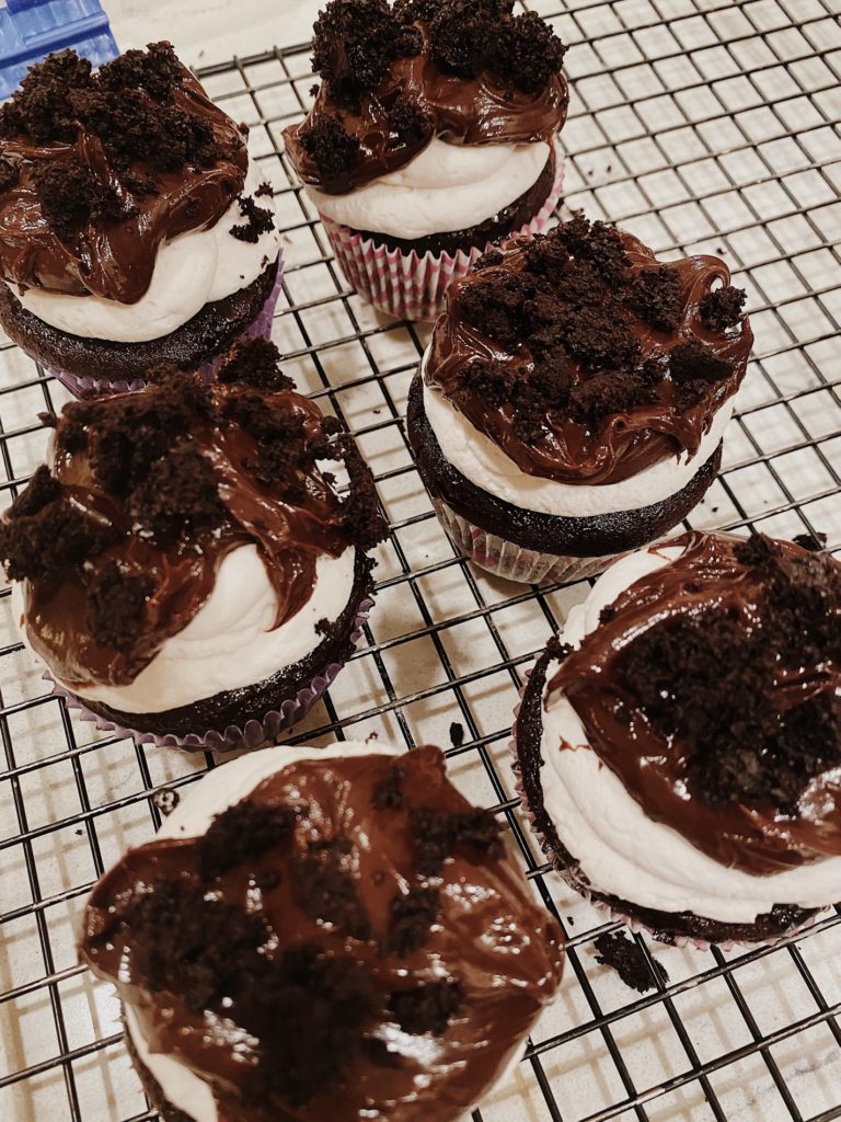 finished black forest cupcakes decorated