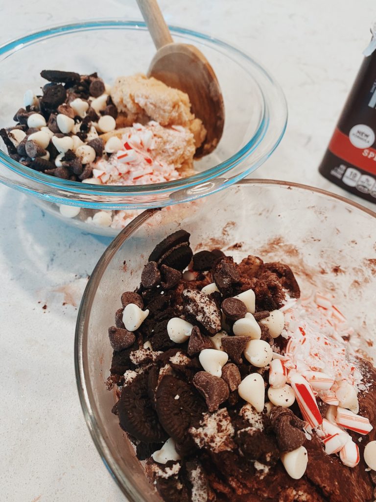 peppermint oreo swirl cookies mix ins dough