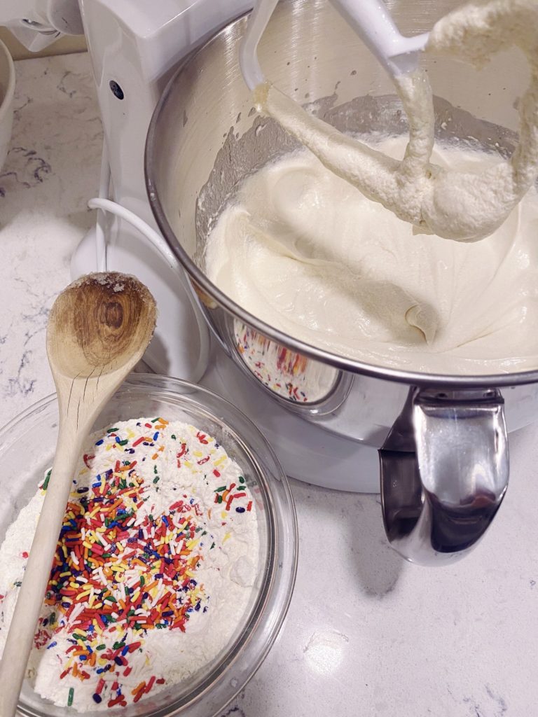 confetti cake and dry ingredients