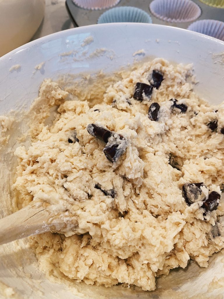 closeup finished batter chocolate chip muffins best