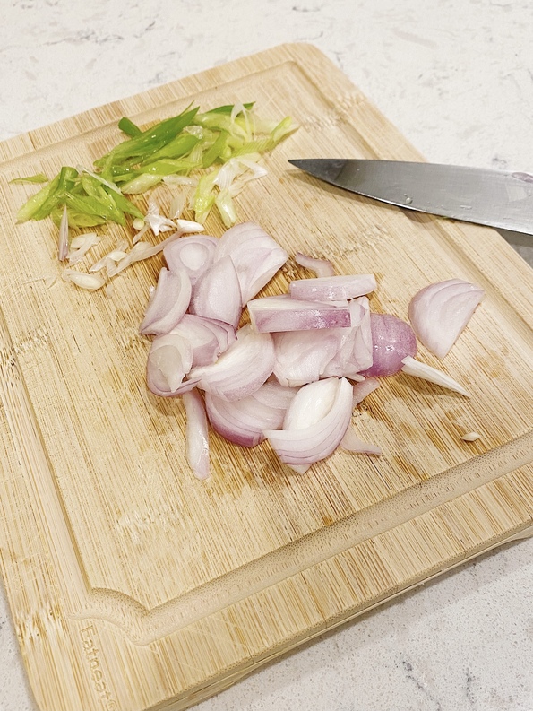 chopped veggies for rabokki